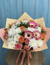 Букет цветов из:  Розы, Герберы и Хризантемы в Гергебиле