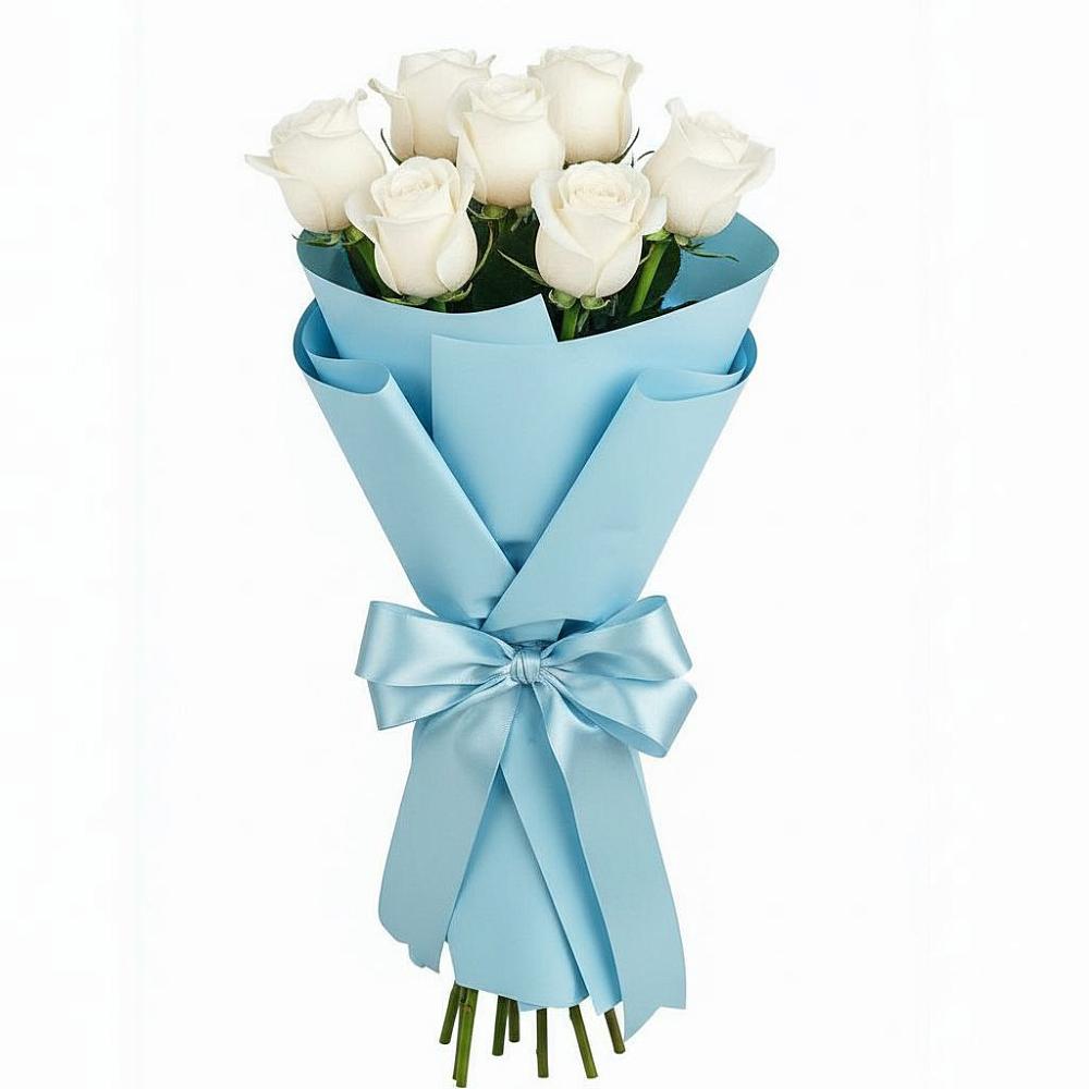 Букет 7 белых роз Проуд в Гергебиле