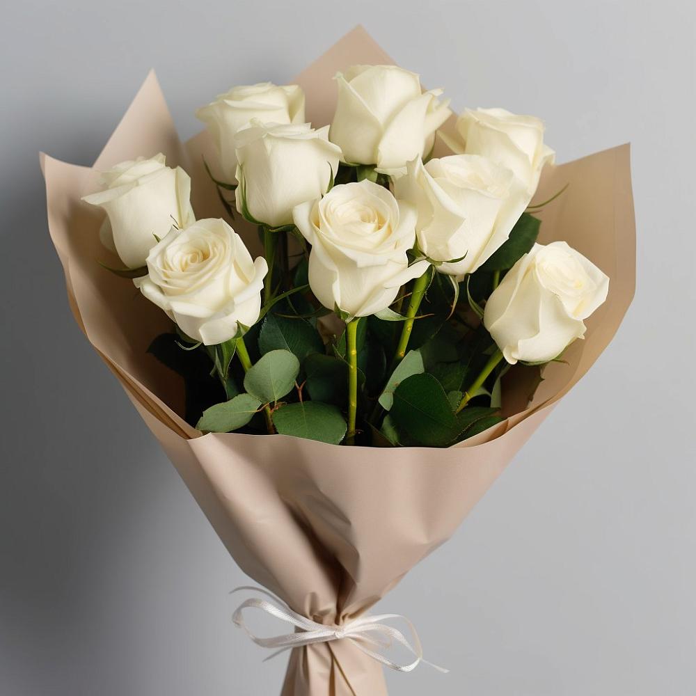 Букет 9 Белых роз Эдлесс Лав в Гергебиле