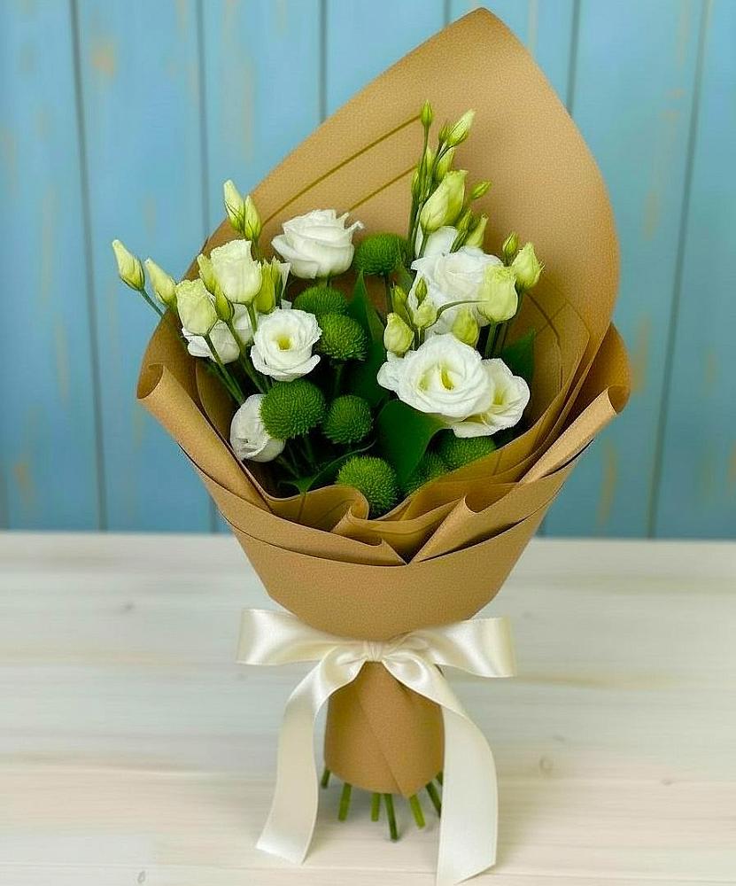 Букет цветов из: Хризантемы и Лизиантусы в Гергебиле