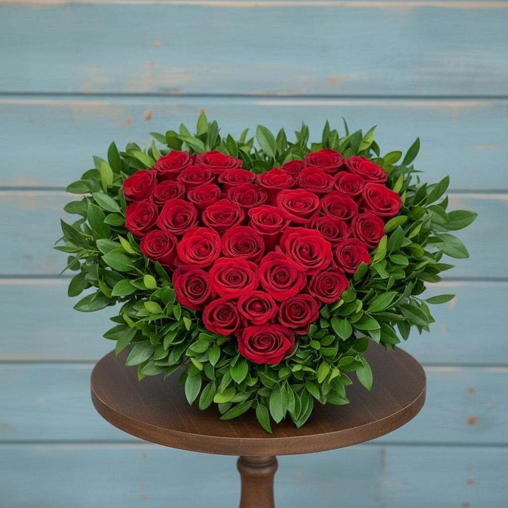 Цветочная композиция из Розы в виде сердца в Гергебиле