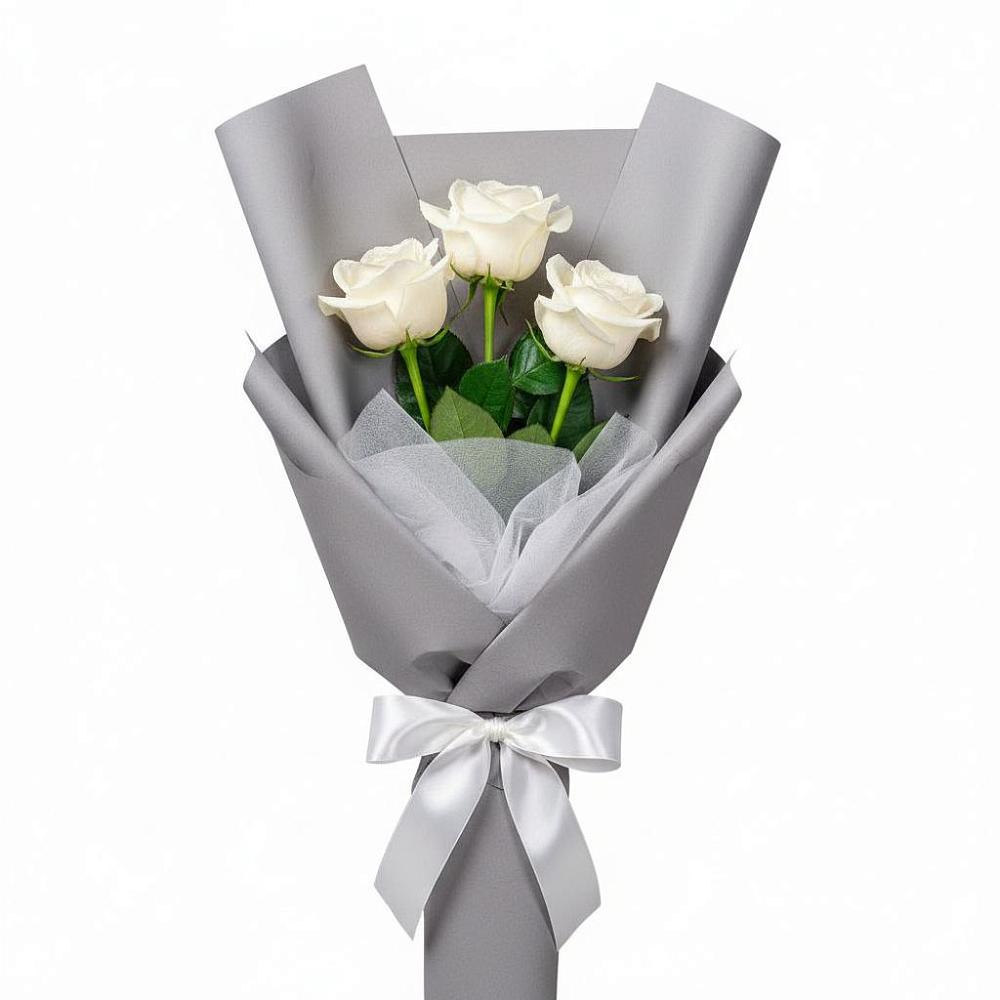 Букет 3 белые розы в Гергебиле